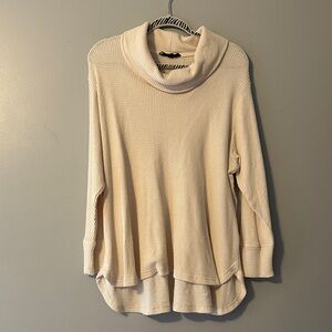 Jane and Delancey Cream Waffle Cowl Neck Tunic